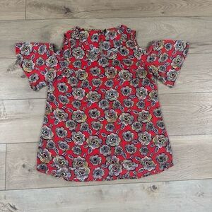 Kut from the Kloth Women’s Floral Cold Shoulder Short Sleeve Top